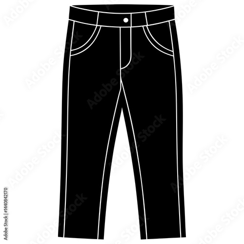 Simple Black Jeans Silhouette Vector on White