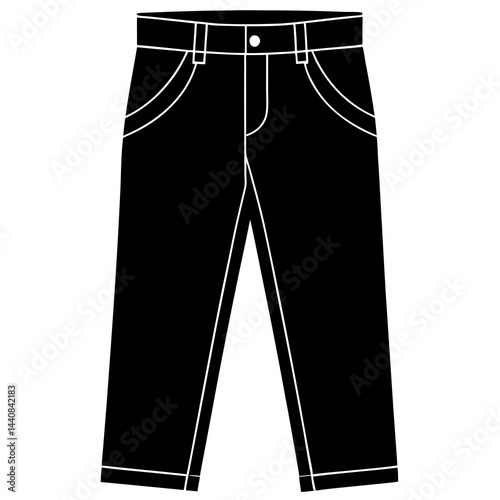 Simple Black Jeans Silhouette Vector on White