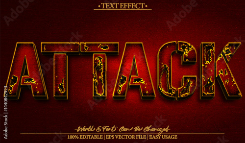 Attack Vector Text Effect Editable Alphabet Yellow Red Battle Fight