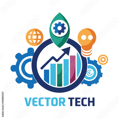 Innovative vector logo design showcasing growth and technology for a financial technology company with a modern aesthetic