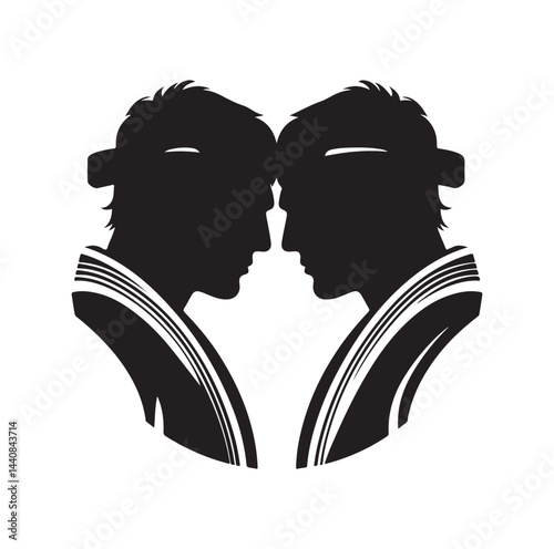 Judo Warriors Face Off silhouette vector illustration