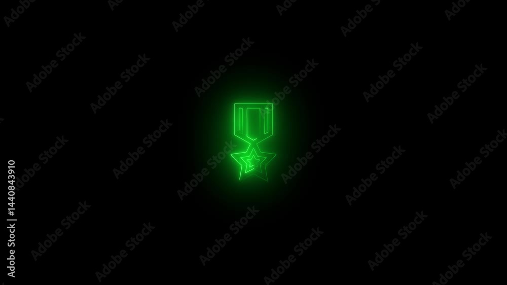 a glowing neon medal icon animation video on black background a glowing neon medal icon animation video on black background