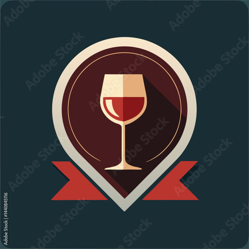 Red wine in a glass wineglass is a vector illustration of an alcoholic drink, perfect for a bar or restaurant celebration