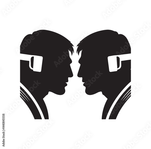 Judo Warriors Face Off silhouette vector illustration