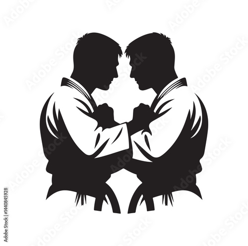Judo Warriors Face Off silhouette vector illustration