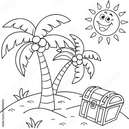 Seashell Beach Scene Coloring Page