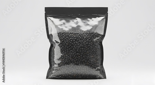 Black Peppercorn in Resealable Pouch:  A close-up view of a resealable pouch filled with black peppercorns, showcasing the vibrant, dark color and earthy texture of this popular spice.