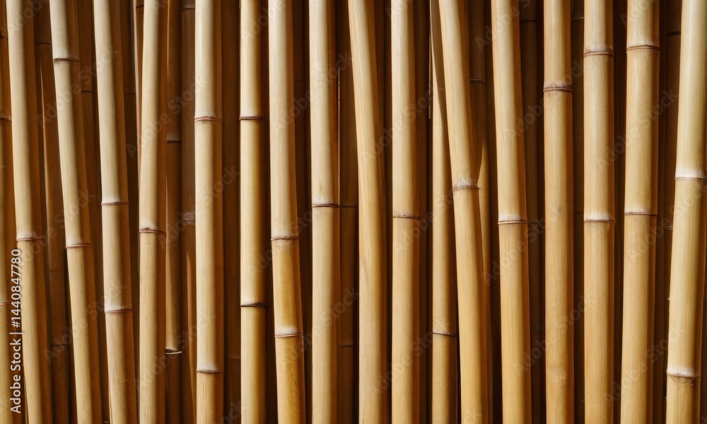Fototapeta premium Natural background of bamboo stems aligned in a row, minimalist composition