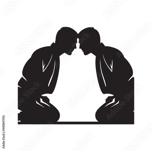 Judo Warriors Face Off silhouette vector illustration