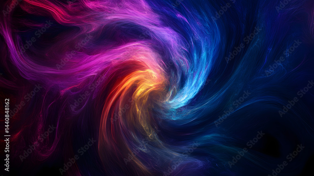 Obraz premium A distorted swirl of vivid neon colors, representing an overwhelmed mind.