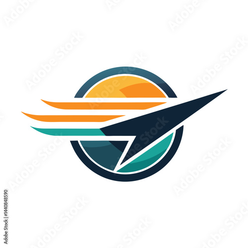 Minimalist logo design featuring a sleek airplane symbol and vibrant colors, capturing the essence of modern airline aesthetics and flight dynamics
