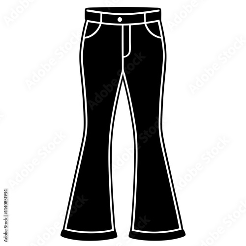 Bootcut Jeans Black Silhouette Vector on White