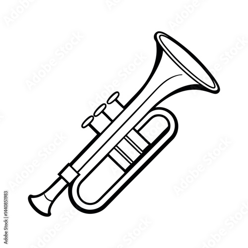 Outline Trumpet Musical Instrument Line Art Vector