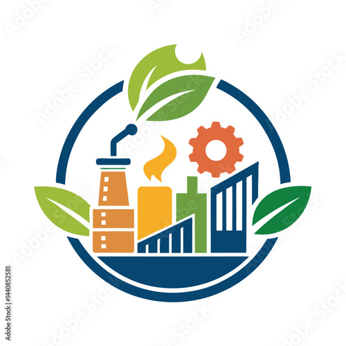 Clean minimalist logo design showcasing a food processing company with industrial elements and nature integration for modern branding