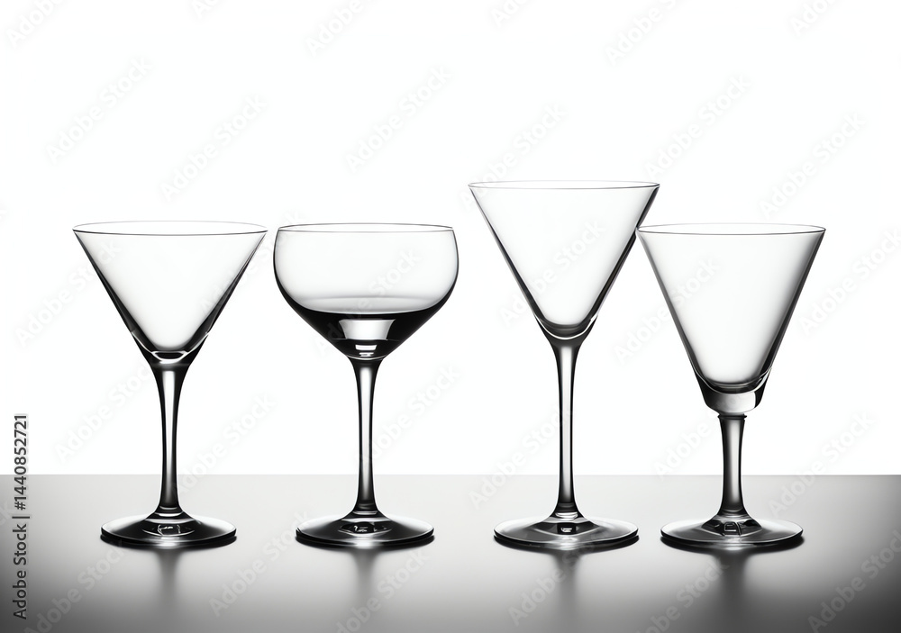 Group of empty martini glass isolated on white background in high definition Group of empty martini glass isolated on white background in high definition