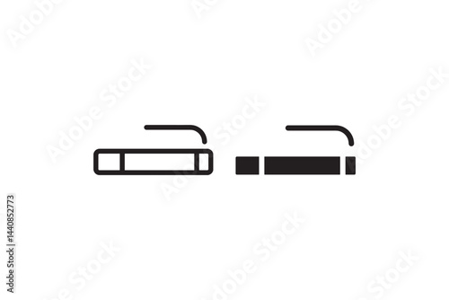 Cigarette Smoking Icon Minimal Outline and Solid Vector