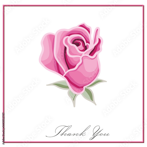 Red Rose Flower Vector Illustration. Pink rose for wedding design. 