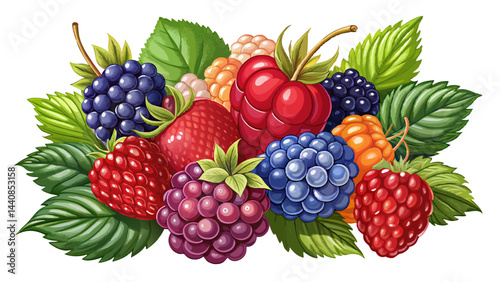 Very beautiful Berries collection isolated on white background with clipping pathound with clipping path