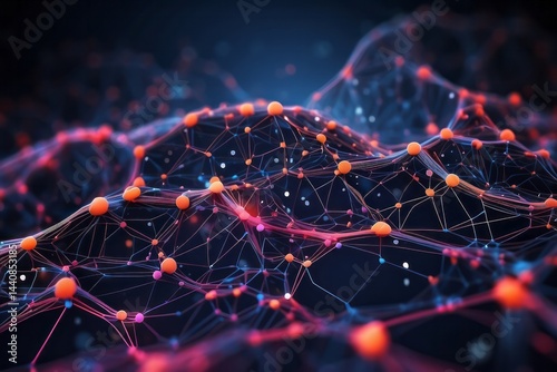 Cyber big data flow. Blockchain data fields. Network line connect stream. Concept of AI technology