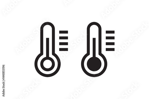Thermometer Temperature Icon Minimal Outline and Solid Style Vector