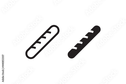 Baguette Bread Icon in Outline and Solid Style Vector