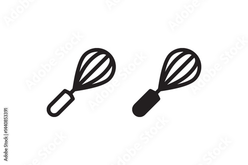 Whisk Kitchen Tool Icon in Outline and Solid Style Vector
