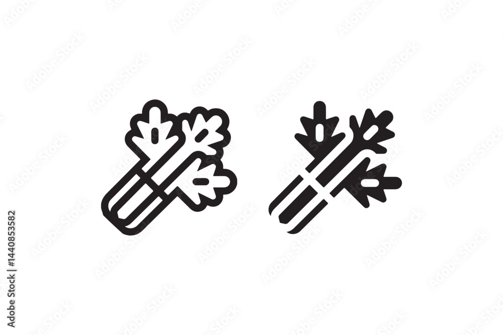 Celery Stalks Icon in Outline and Solid Style Vector Celery Stalks Icon in Outline and Solid Style Vector