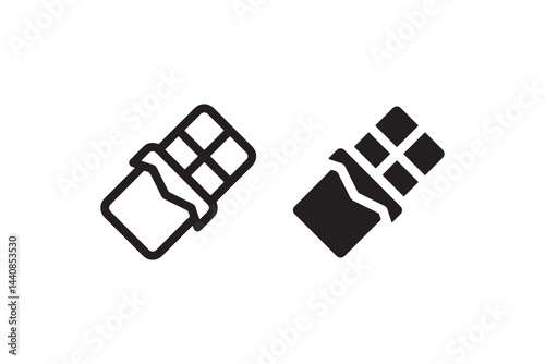 Chocolate Bar Icon in Outline and Solid Style Vector