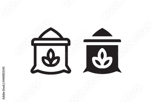Grain Sack Icon in Outline and Solid Style Vector