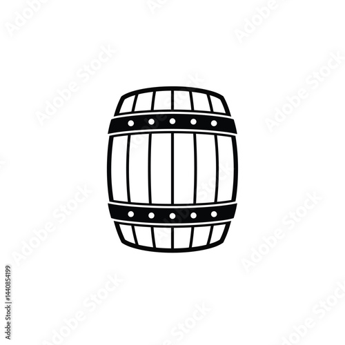 Wooden barrel vector icon. Beer and wine wood keg container symbol. Whiskey and rum brewery sign. Simple shape alcohol drink logo.