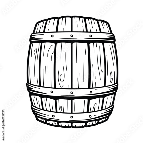 Wooden barrel vector icon. Beer and wine wood keg container symbol. Whiskey and rum brewery sign. Simple shape alcohol drink logo.