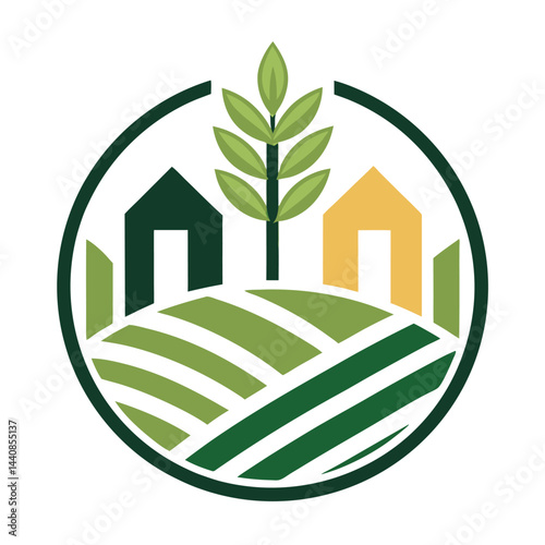 Grounded minimalist logo design for farming operation focusing on sustainability and agricultural innovation