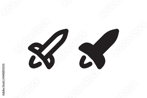 Simple Sword Icon Set for Games and Apps Vector