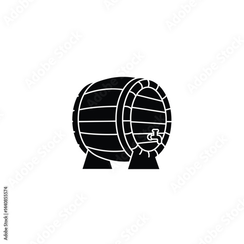 Wooden barrel vector icon. Beer and wine wood keg container symbol. Whiskey and rum brewery sign. Simple shape alcohol drink logo.