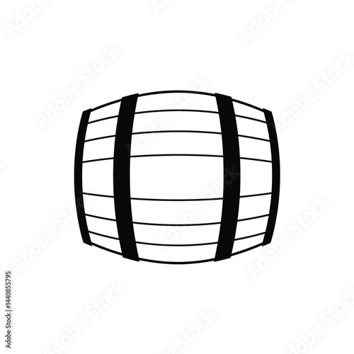 Wooden barrel vector icon. Beer and wine wood keg container symbol. Whiskey and rum brewery sign. Simple shape alcohol drink logo.