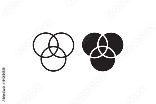 Overlapping Circle Diagram Symbol Minimalistic Design Vector