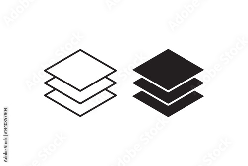 Stacked Layers Icon in Outline and Solid Style Vector