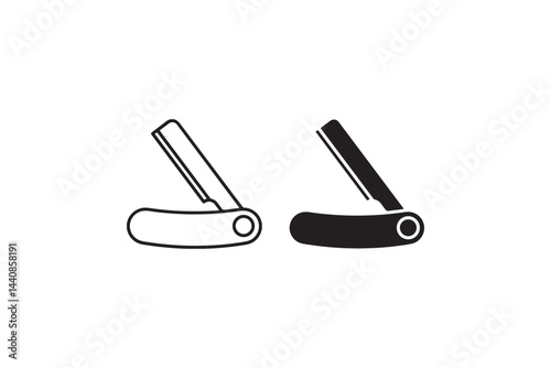 Straight Razor Icon in Outline and Solid Style Vector