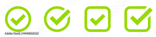 Check mark set icon. Simple web buttons. Checkmarks and confirm. Round checkmark.