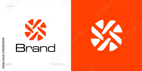 Circular motion logo icon design with Interlocking forms, vector illustration element, Symbol floral with circle dynamic central swirl and geometric abstract radial for brand identity business