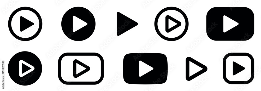 Play button icons set. Player Button set icon sign. Start buttons circle flat style collection. Play button icons set. Player Button set icon sign. Start buttons circle flat style collection.