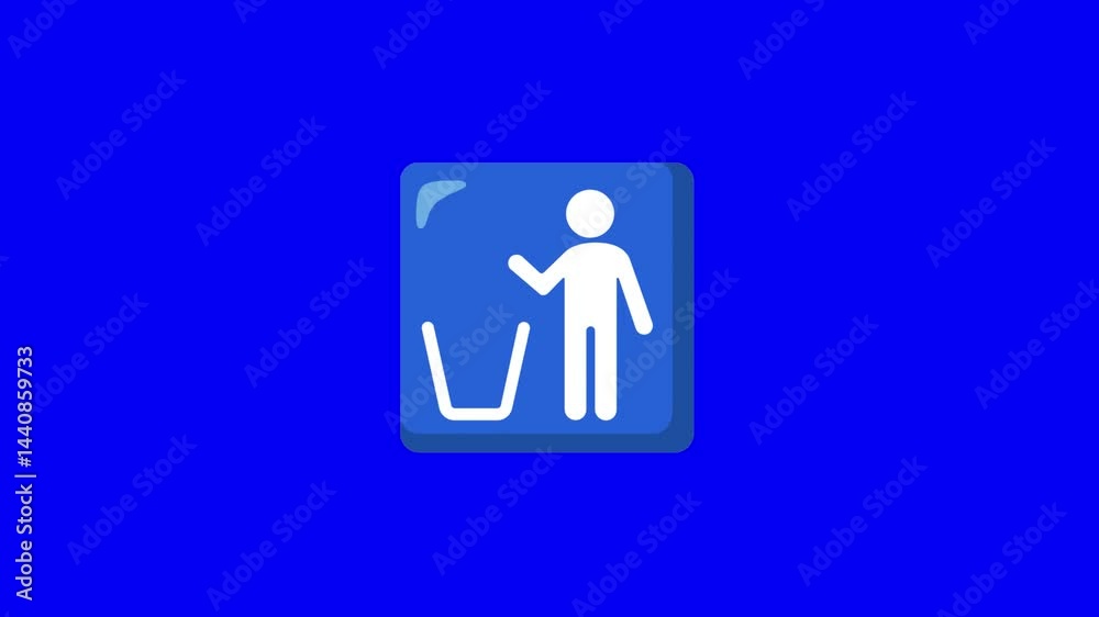 A man using dustbin on blue background, symbolizing forgotten waste and discarded memories.