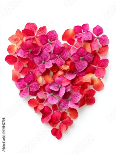 Wallpaper Mural Pink and Red Flower Heart - Lovely pink and red flower petals arranged in a heart shape on a white background. Perfect for Valentine's Day or romantic themes Torontodigital.ca