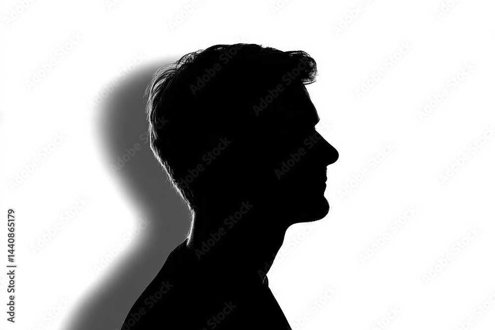 Profile Silhouette of a Person - A striking black and white silhouette of a person's profile against a white background. Simple, yet powerful Profile Silhouette of a Person - A striking black and white silhouette of a person's profile against a white background. Simple, yet powerful