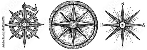 The classic compass rose design is perfect for indicating the four main directions, making it ideal for themes related to navigation, travel, and exploration