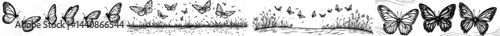 A dynamic silhouette of various butterflies in flight is ideal for nature-themed designs or decorative purposes
