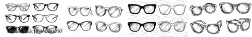 A chic assortment of black silhouette sunglasses, ideal for highlighting fashion accessories or summer vibes in design projects