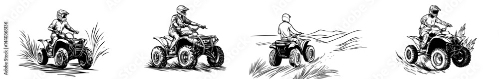 The image of a rider on an all-terrain vehicle captures the excitement of off-road exploration and outdoor activities