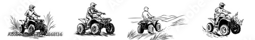 The image of a rider on an all-terrain vehicle captures the excitement of off-road exploration and outdoor activities