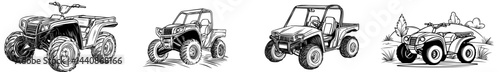 A dark, streamlined shape of an ATV, perfectly suited for exploring rugged landscapes and enjoying leisure pursuits